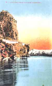 [Postcard of Cave Rock next to Lake Tahoe in Nevada]